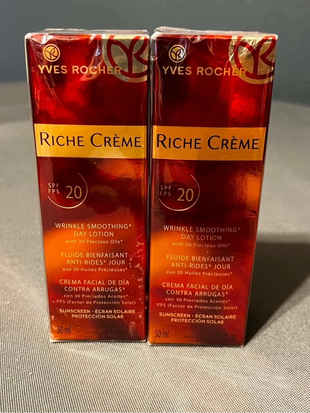 2 X Riche Crème YVES ROCHER Wrinkle Smoothing Day Lotion NOS